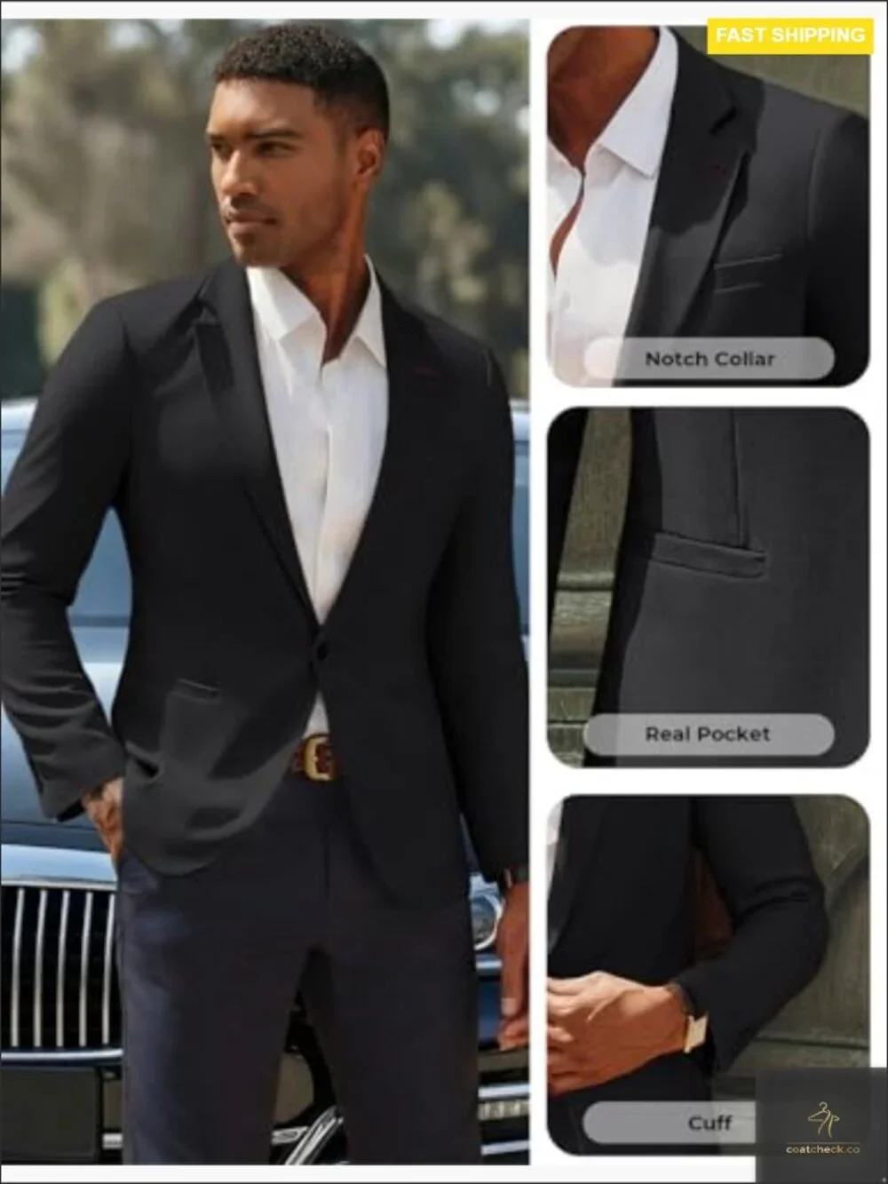 Classic Notch Lapel Sport Coat Lightweight Regular Fit One Button Blazer